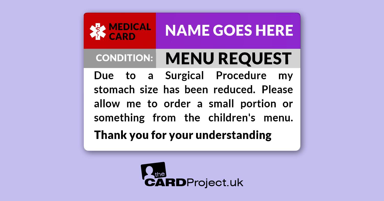 Menu Request Gastric Surgery Card 